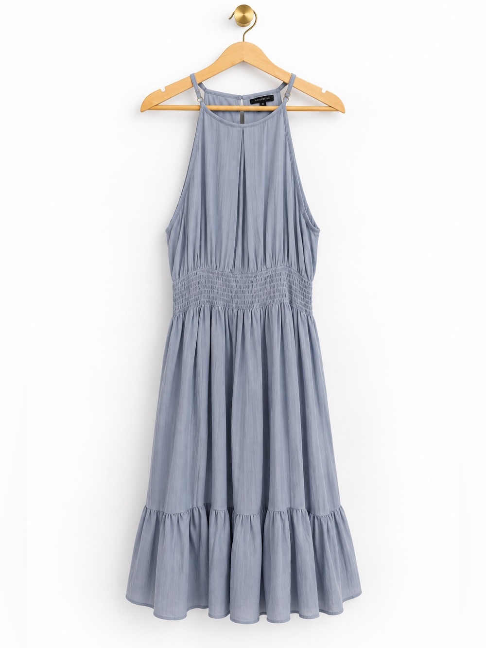Staccato Blue Halter Midi Dress Size Medium Smocked Waist Flowy Dress